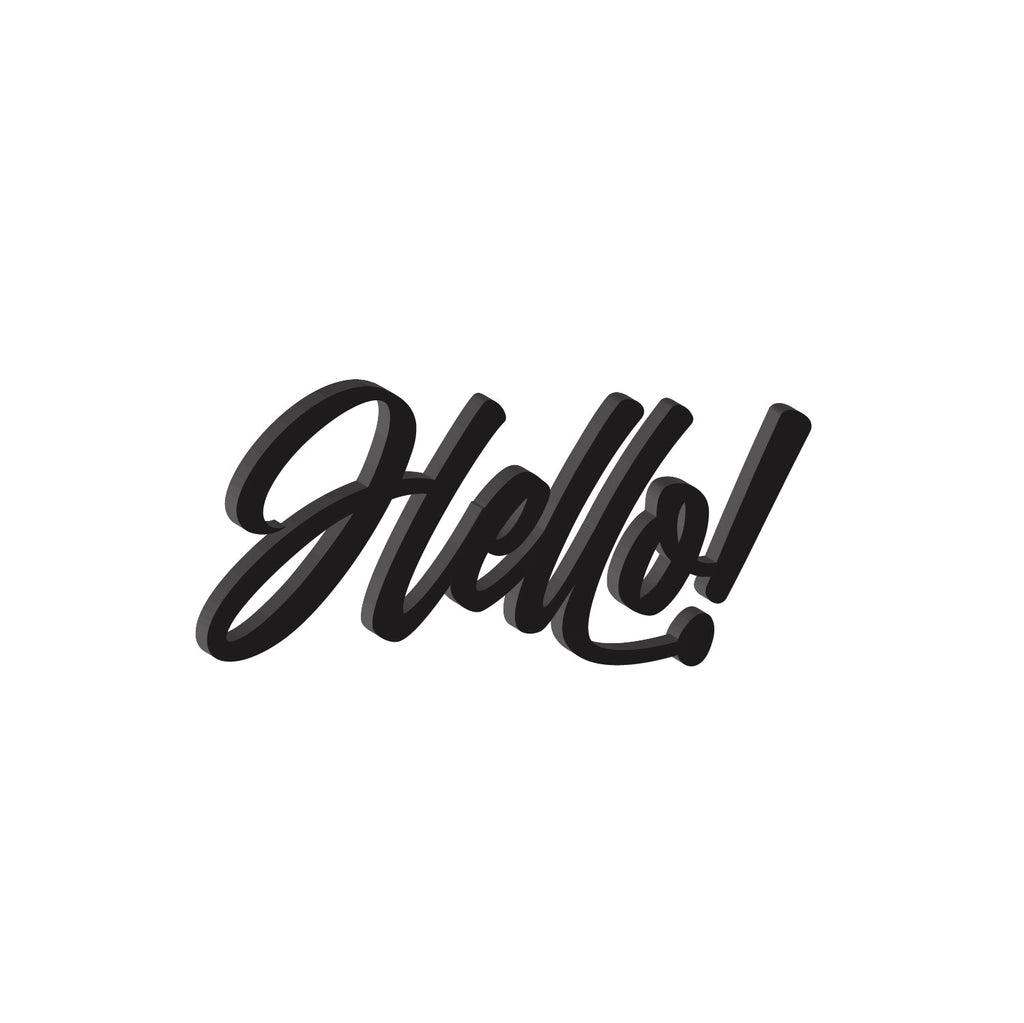 "HELLO!" Black Engineered Wood Wall Art Cutout, Ready to Hang Home Decor Kafalo