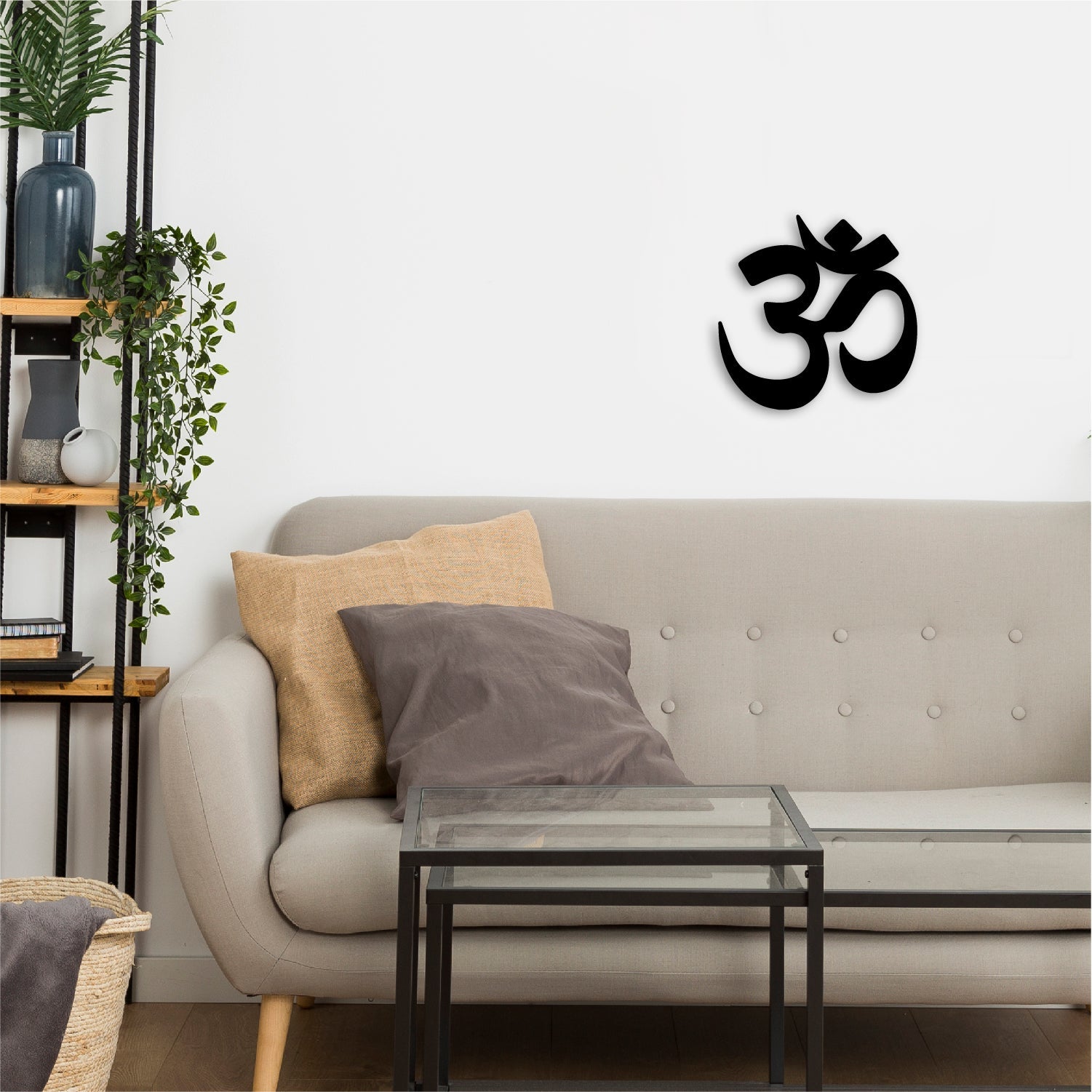 Om Black Engineered Wood Wall Art Cutout, Ready To Hang Home Decor Kafalo