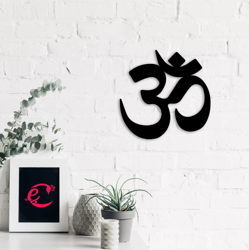Om Black Engineered Wood Wall Art Cutout, Ready To Hang Home Decor Kafalo
