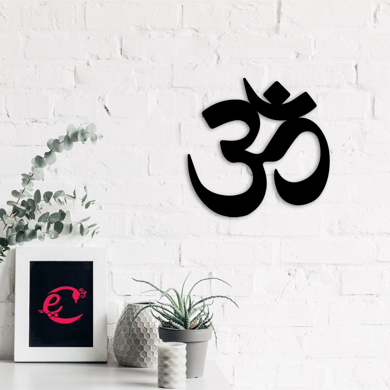Om Black Engineered Wood Wall Art Cutout, Ready To Hang Home Decor Kafalo