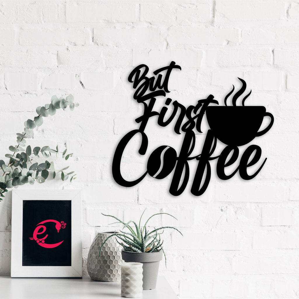 But First Coffee With Mugblack Engineered Wood Wall Art Cutout, Ready To Hang Home Decor Kafalo
