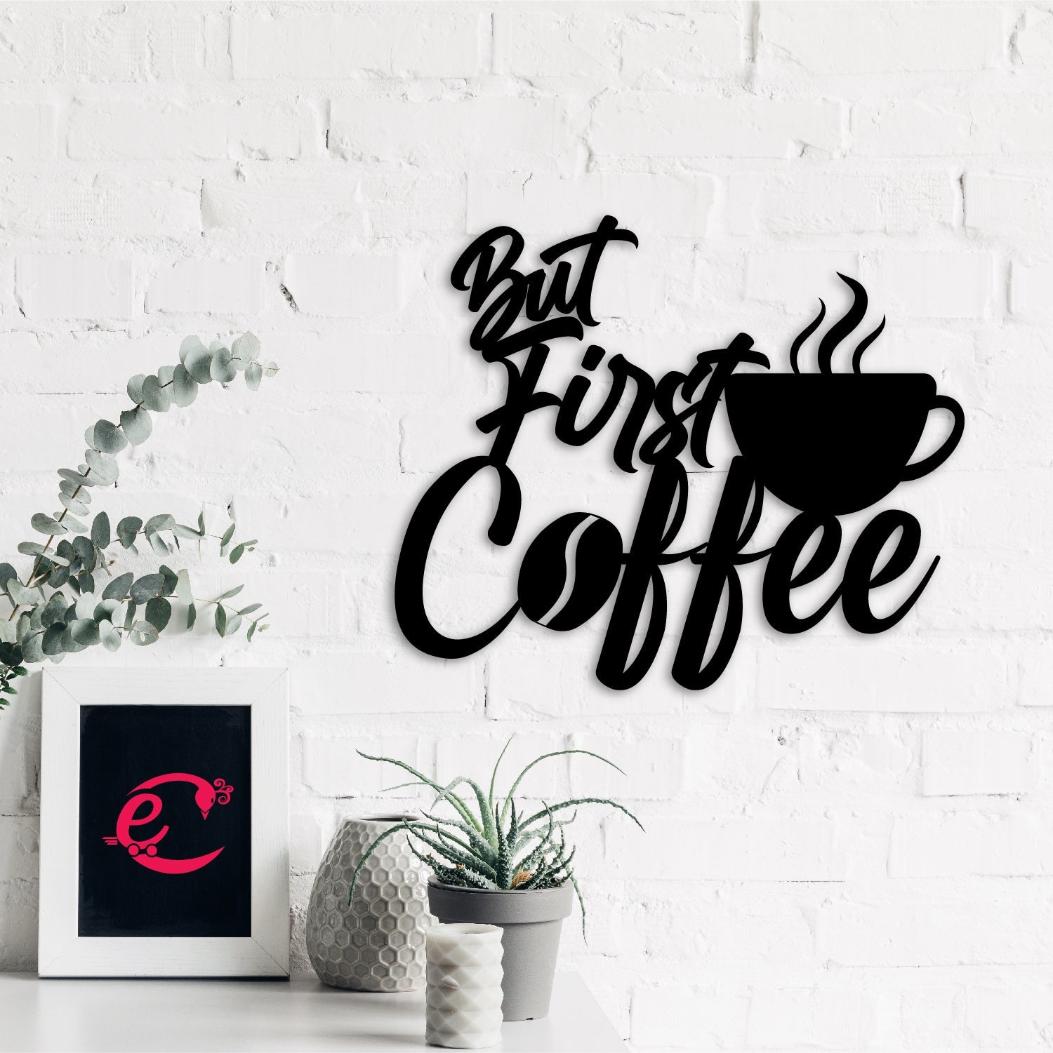 But First Coffee With Mugblack Engineered Wood Wall Art Cutout, Ready To Hang Home Decor Kafalo
