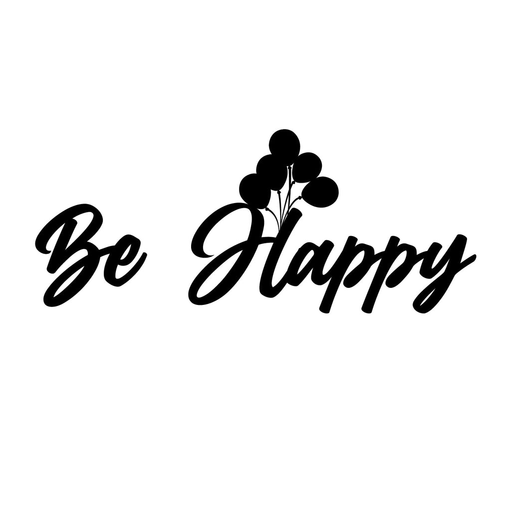 Be Happy With Balloons Black Engineered Wood Wall Art Cutout, Ready To Hang Home Decor Kafalo