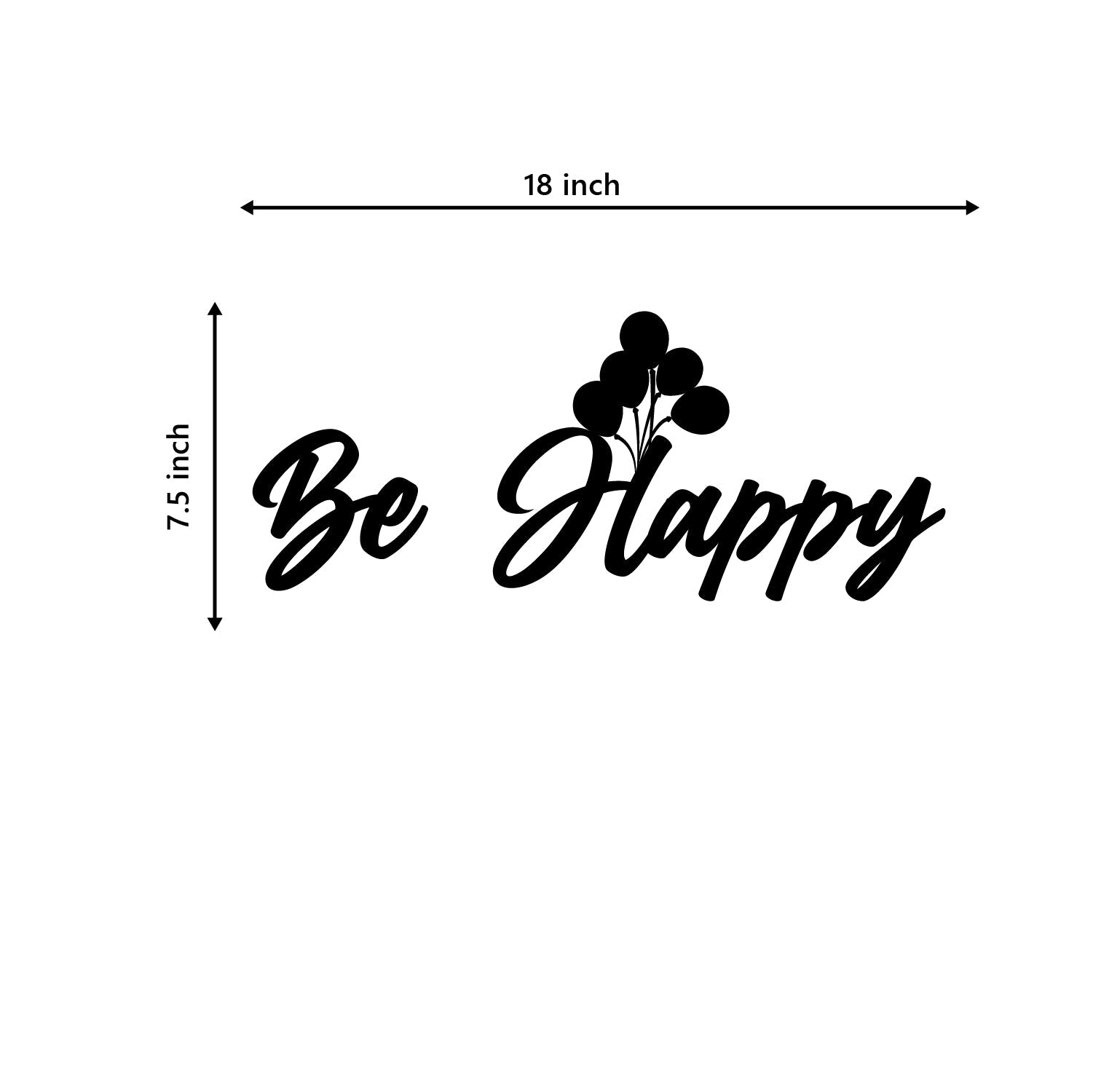 Be Happy With Balloons Black Engineered Wood Wall Art Cutout, Ready To Hang Home Decor Kafalo