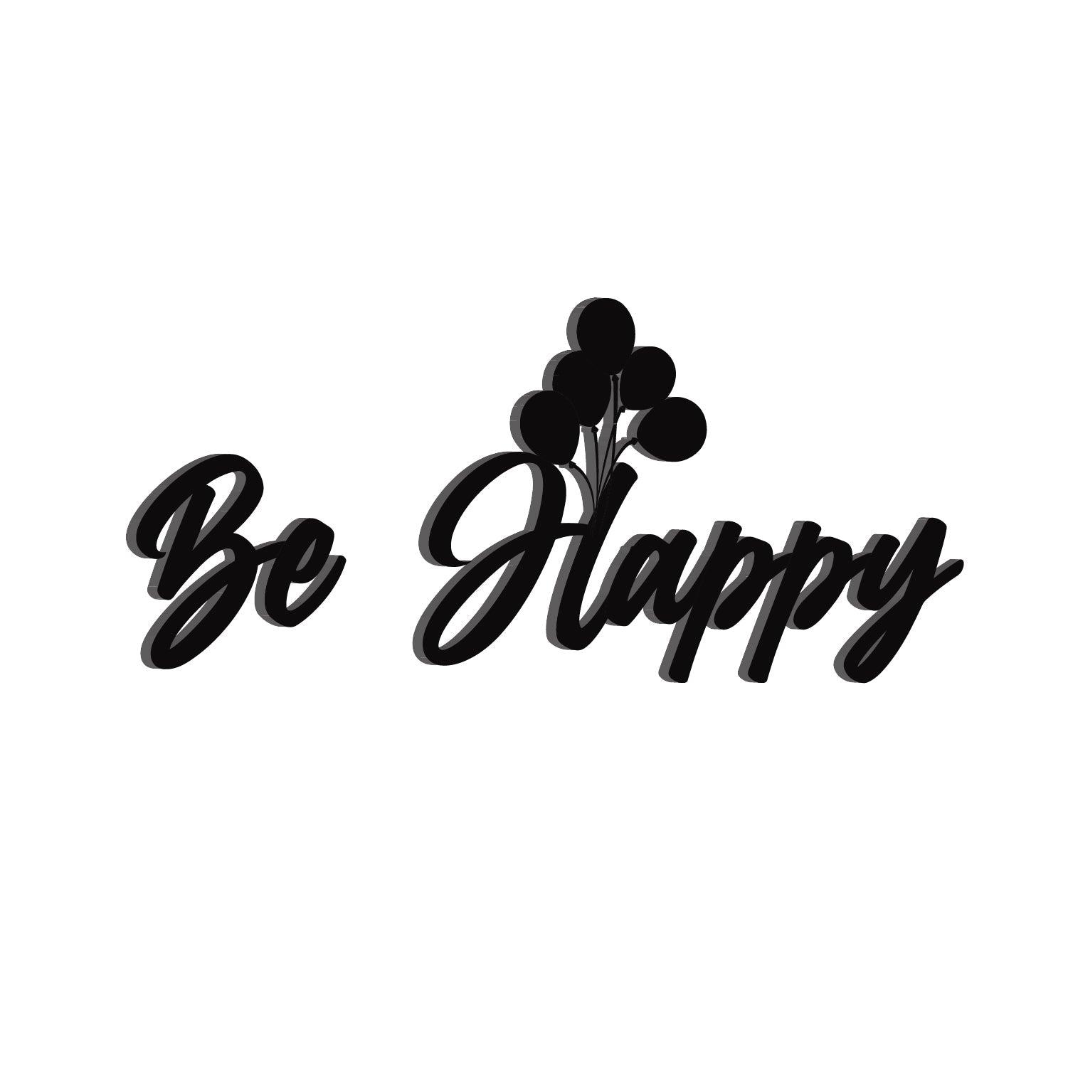 Be Happy With Balloons Black Engineered Wood Wall Art Cutout, Ready To Hang Home Decor Kafalo