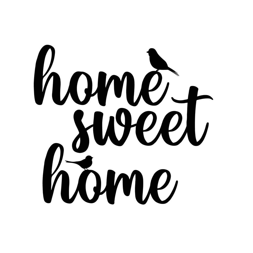 Home Sweet Home With Birds Black Engineered Wood Wall Art Cutout, Ready To Hang Home Decor Kafalo