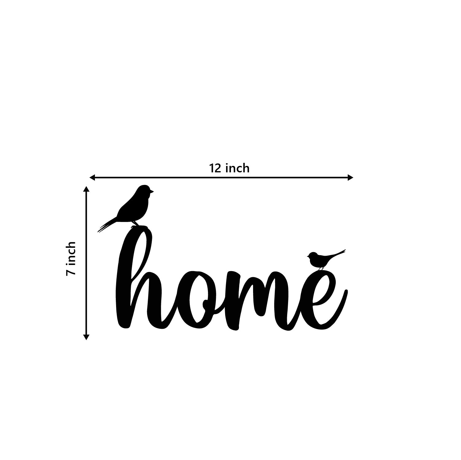 Home Sweet Home With Birds Black Engineered Wood Wall Art Cutout, Ready To Hang Home Decor Kafalo