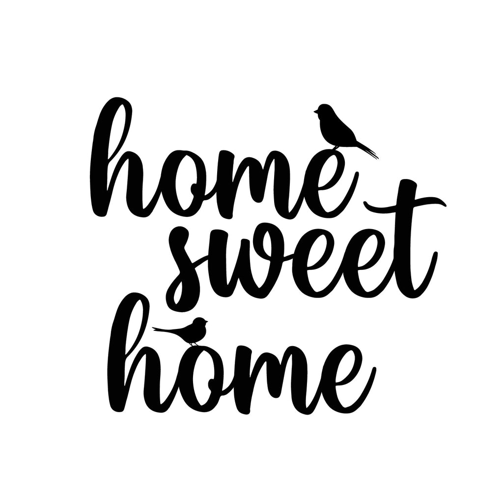 Home Sweet Home With Birds Black Engineered Wood Wall Art Cutout, Ready To Hang Home Decor Kafalo