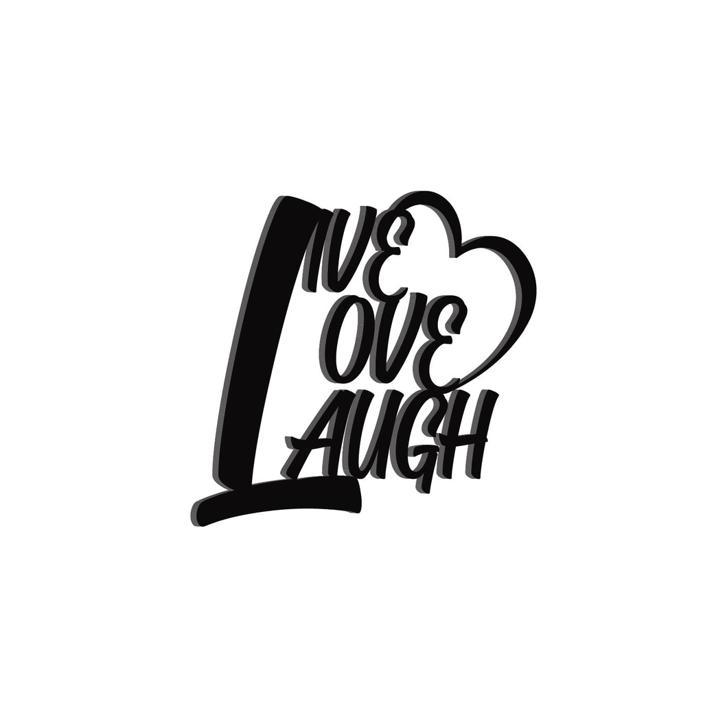 Live Love Laugh With Heart Black Engineered Wood Wall Art Cutout, Ready To Hang Home Decor Kafalo