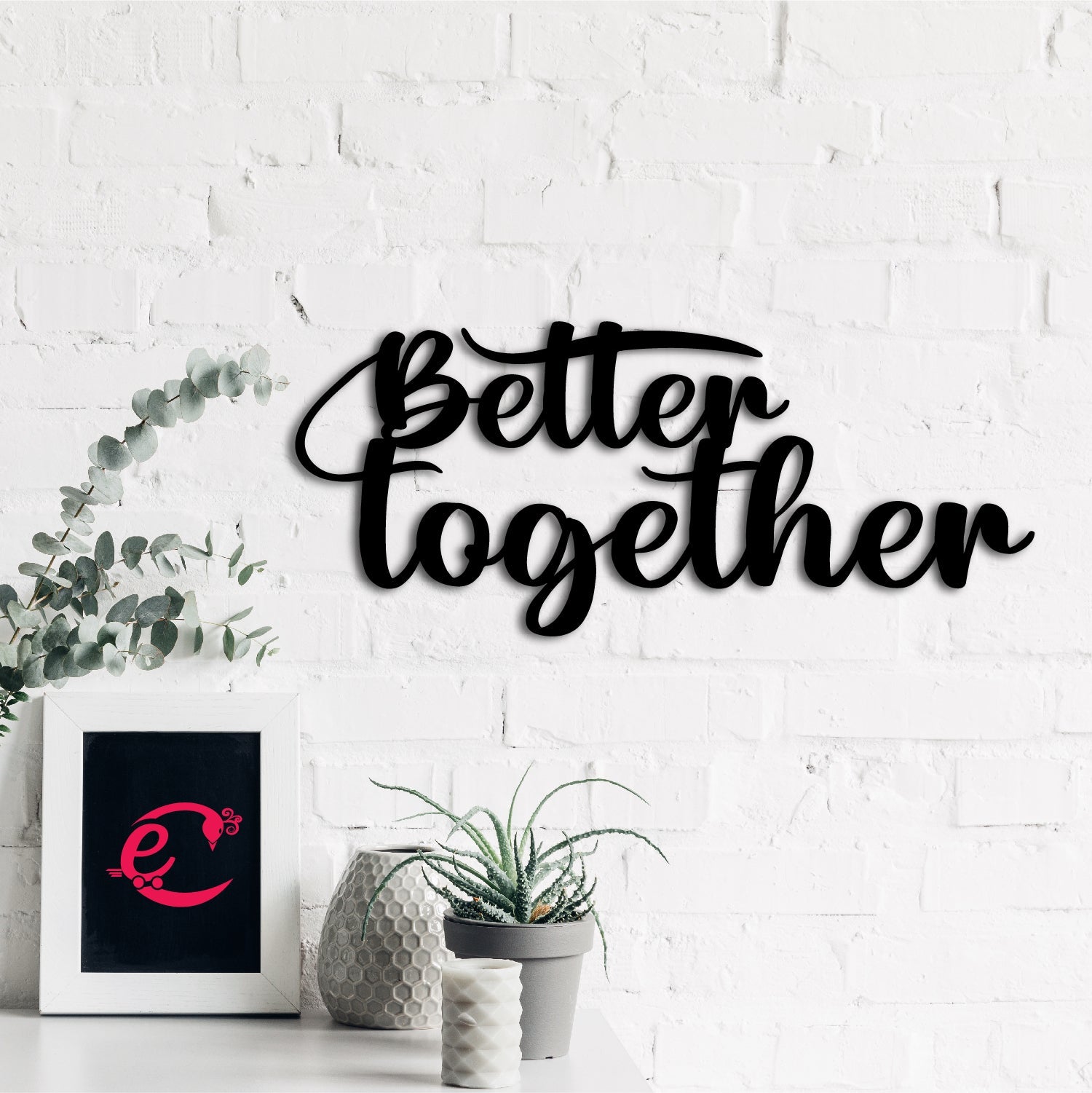 Better Together Black Engineered Wood Wall Art Cutout, Ready To Hang Home Decor Kafalo