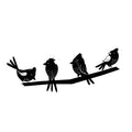 Birds On A Branch Black Engineered Wood Wall Art Cutout, Ready To Hang Home Decor Kafalo