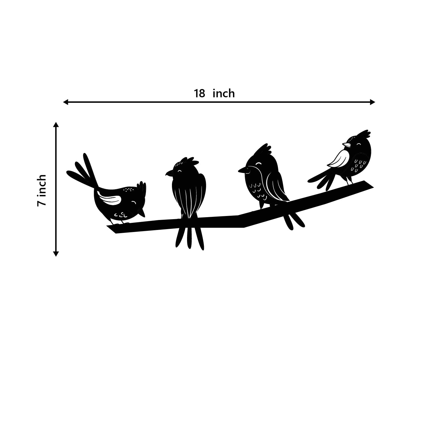 Birds On A Branch Black Engineered Wood Wall Art Cutout, Ready To Hang Home Decor Kafalo