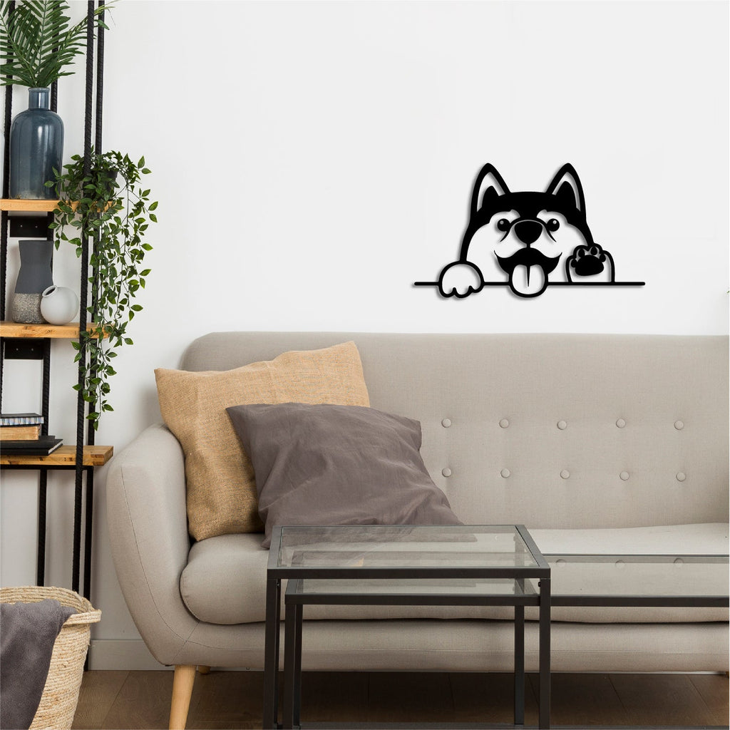 Dog Face Black Engineered Wood Wall Art Cutout, Ready To Hang Home Decor Kafalo
