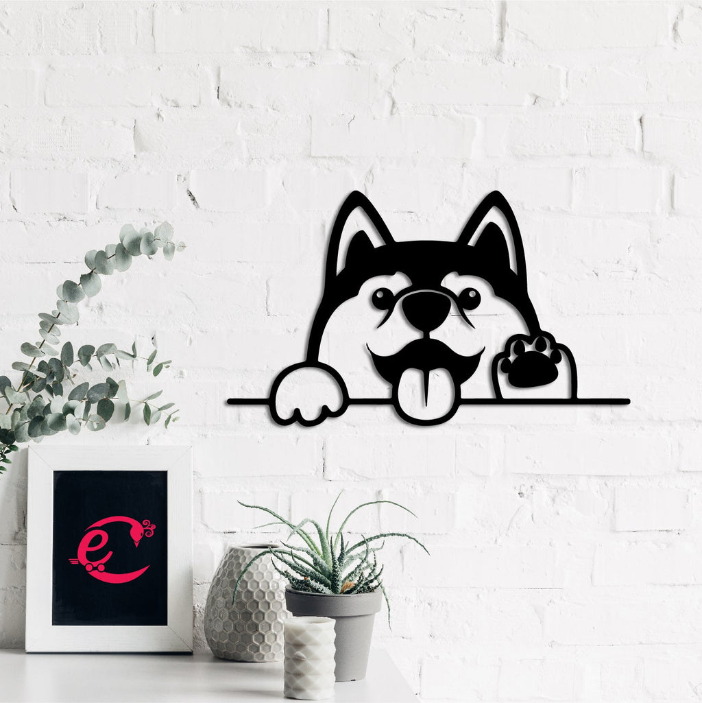 Dog Face Black Engineered Wood Wall Art Cutout, Ready To Hang Home Decor Kafalo