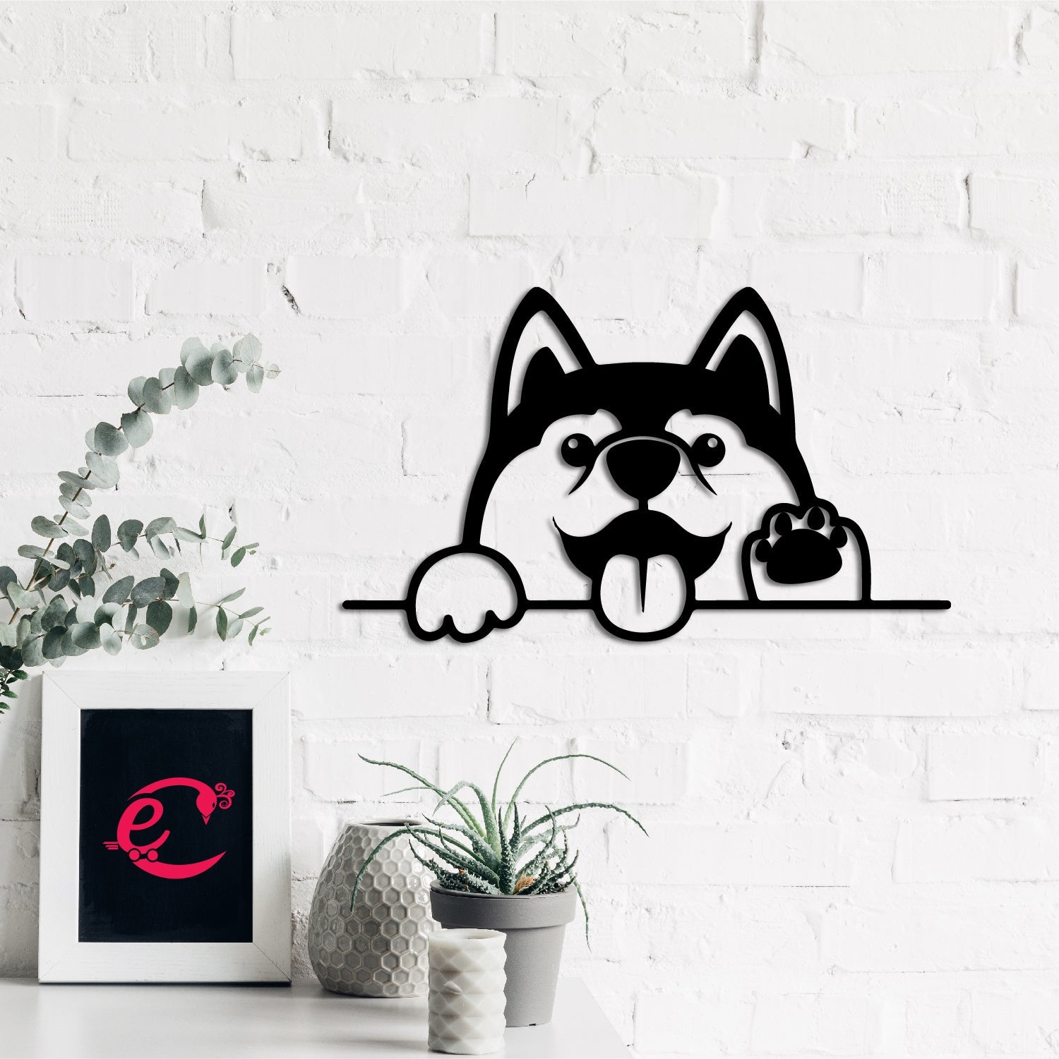Dog Face Black Engineered Wood Wall Art Cutout, Ready To Hang Home Decor Kafalo