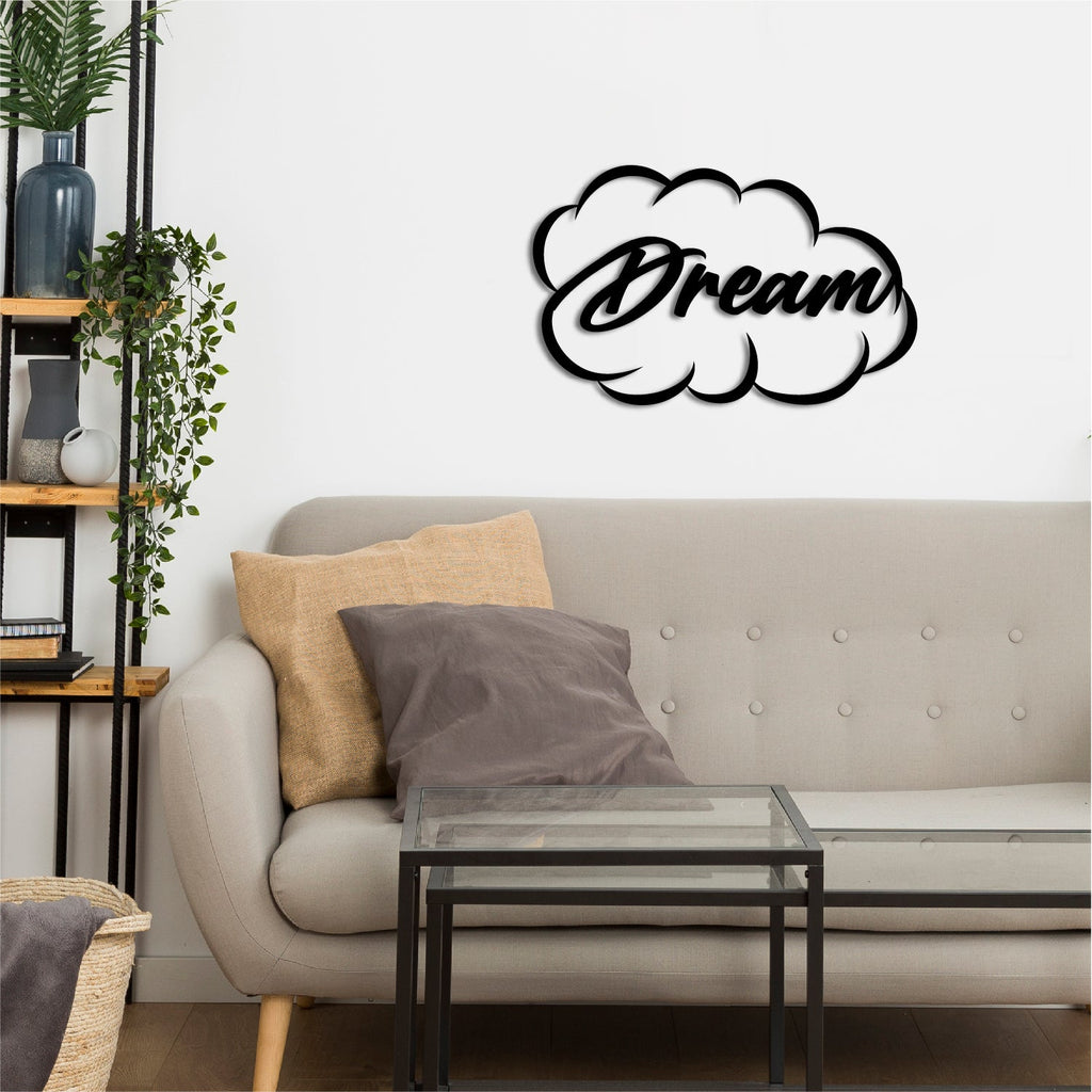 "Dream" Black Engineered Wood Wall Art Cutout, Ready to Hang Home Decor Kafalo