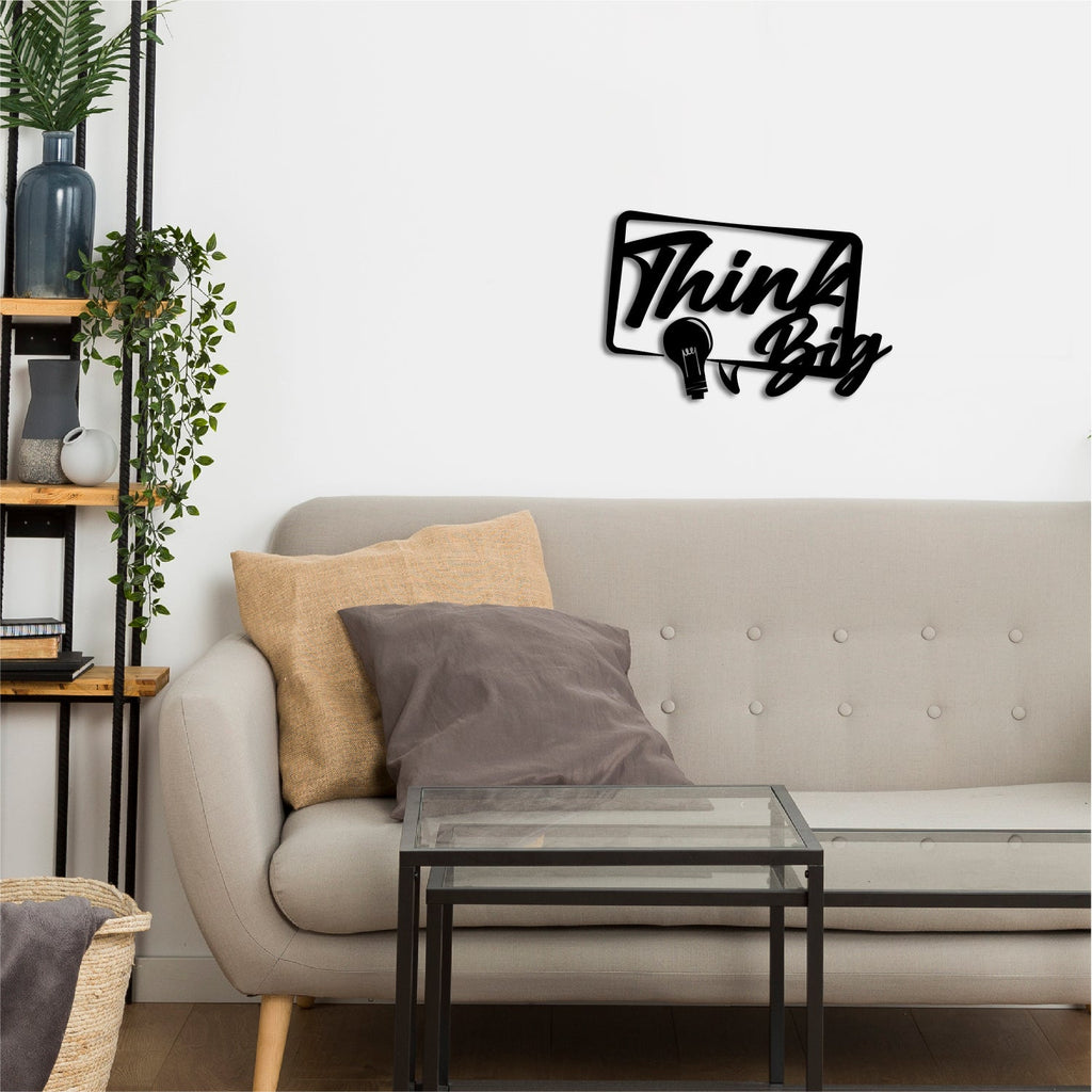 "Think Big" Black Engineered Wood Wall Art Cutout, Ready to Hang Home Decor Kafalo