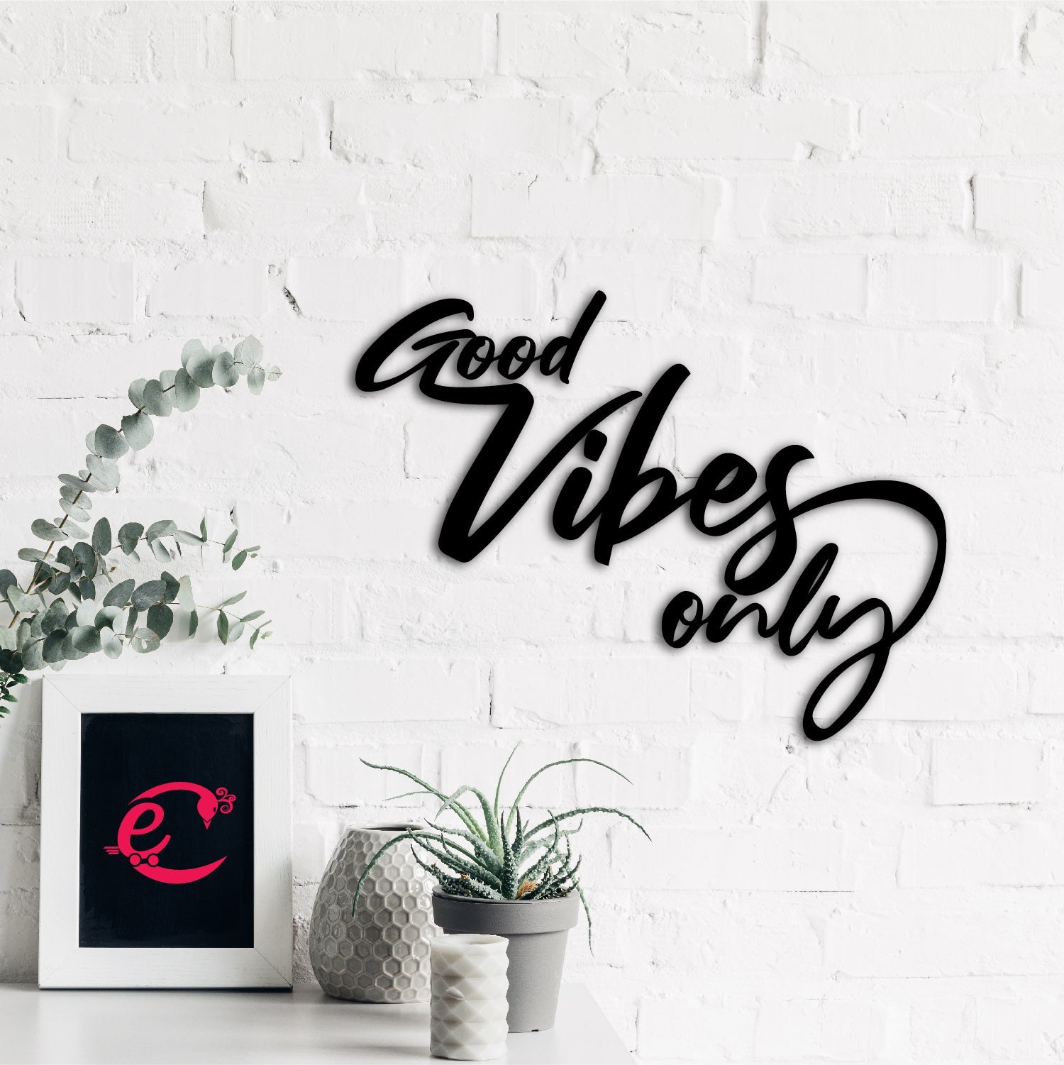 "Good Vibes Only" Black MDF Engineered Wooden Wall Art/Hanging Cutout for Home Decor Kafalo