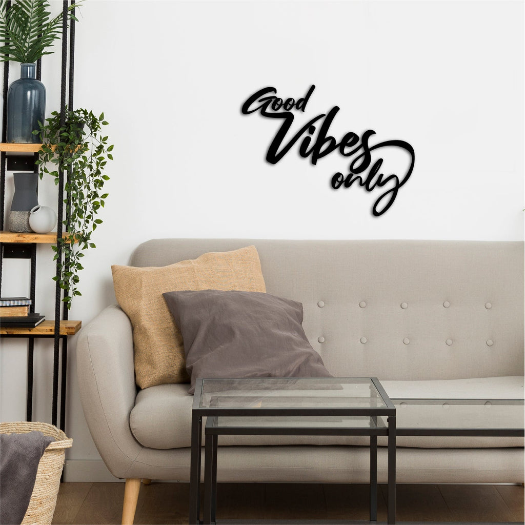 "Good Vibes Only" Black MDF Engineered Wooden Wall Art/Hanging Cutout for Home Decor Kafalo