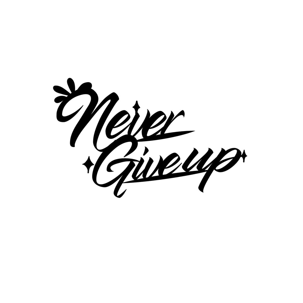 Never Give Up Black Engineered Wood Wall Art Cutout, Ready To Hang Home Decor Kafalo
