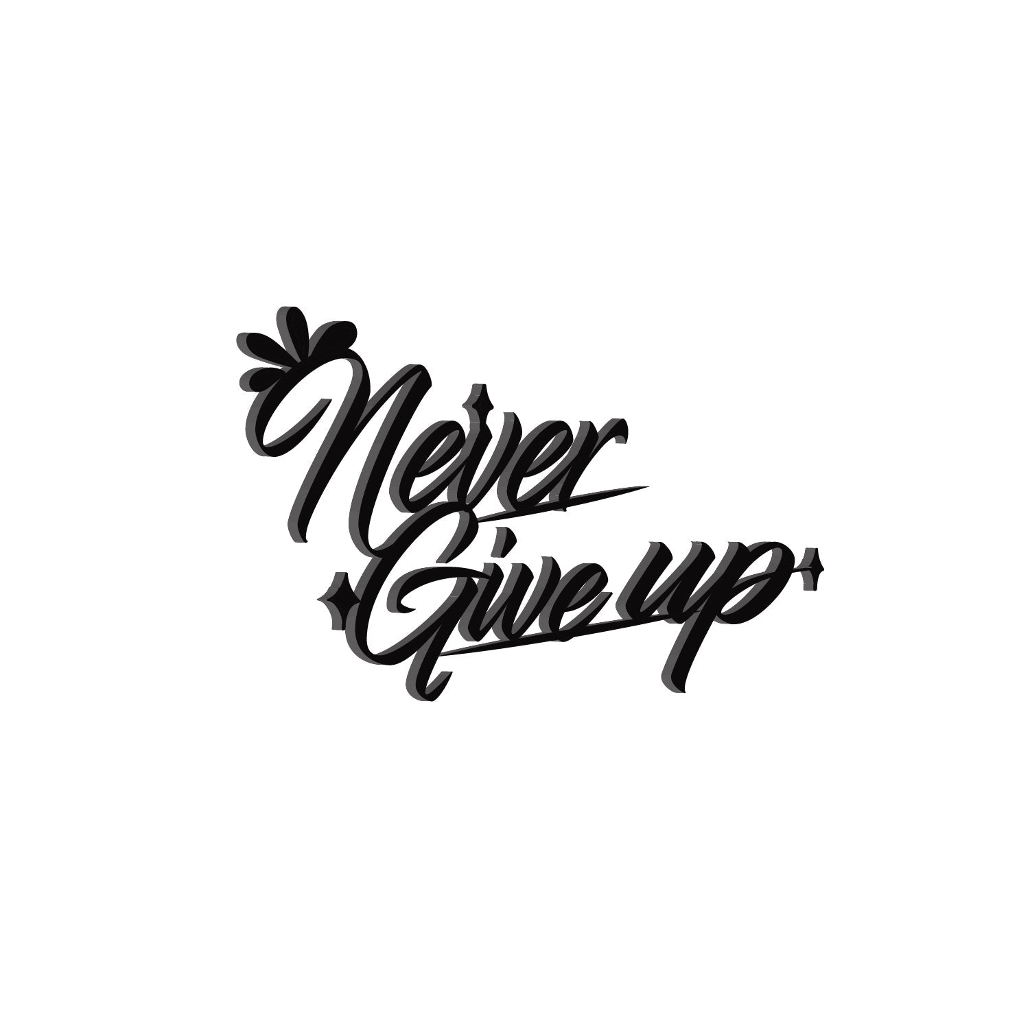 Never Give Up Black Engineered Wood Wall Art Cutout, Ready To Hang Home Decor Kafalo