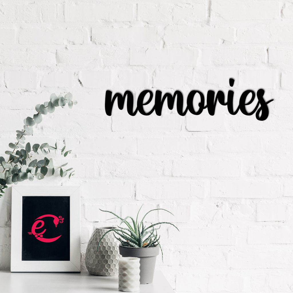 Memories Black Engineered Wood Wall Art Cutout, Ready To Hang Home Decor Kafalo