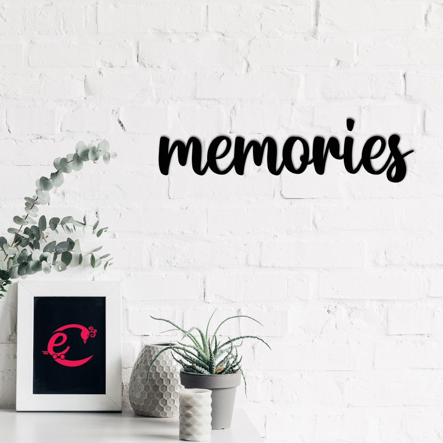 Memories Black Engineered Wood Wall Art Cutout, Ready To Hang Home Decor Kafalo