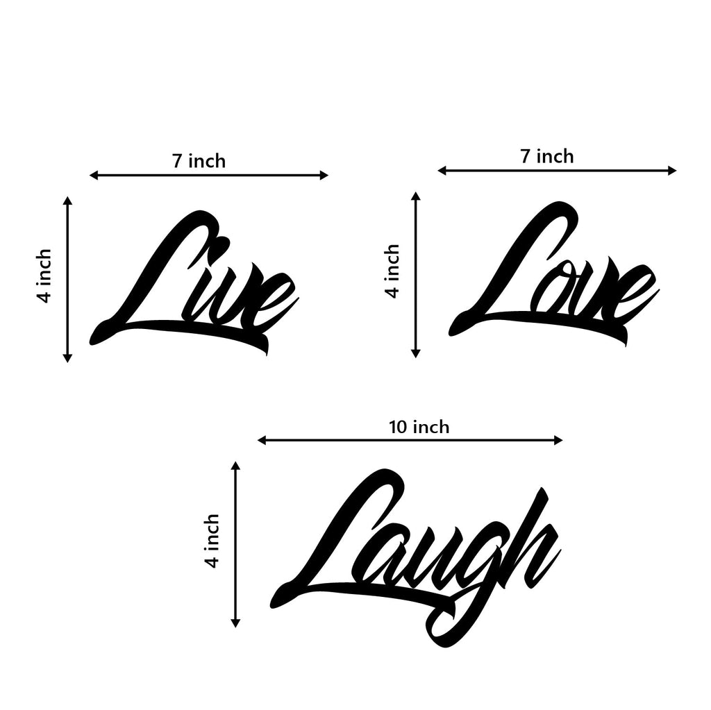 "Live Love Laugh" Black MDF Engineered Wooden Wall Art/Hanging Cutout for Home Decor Kafalo