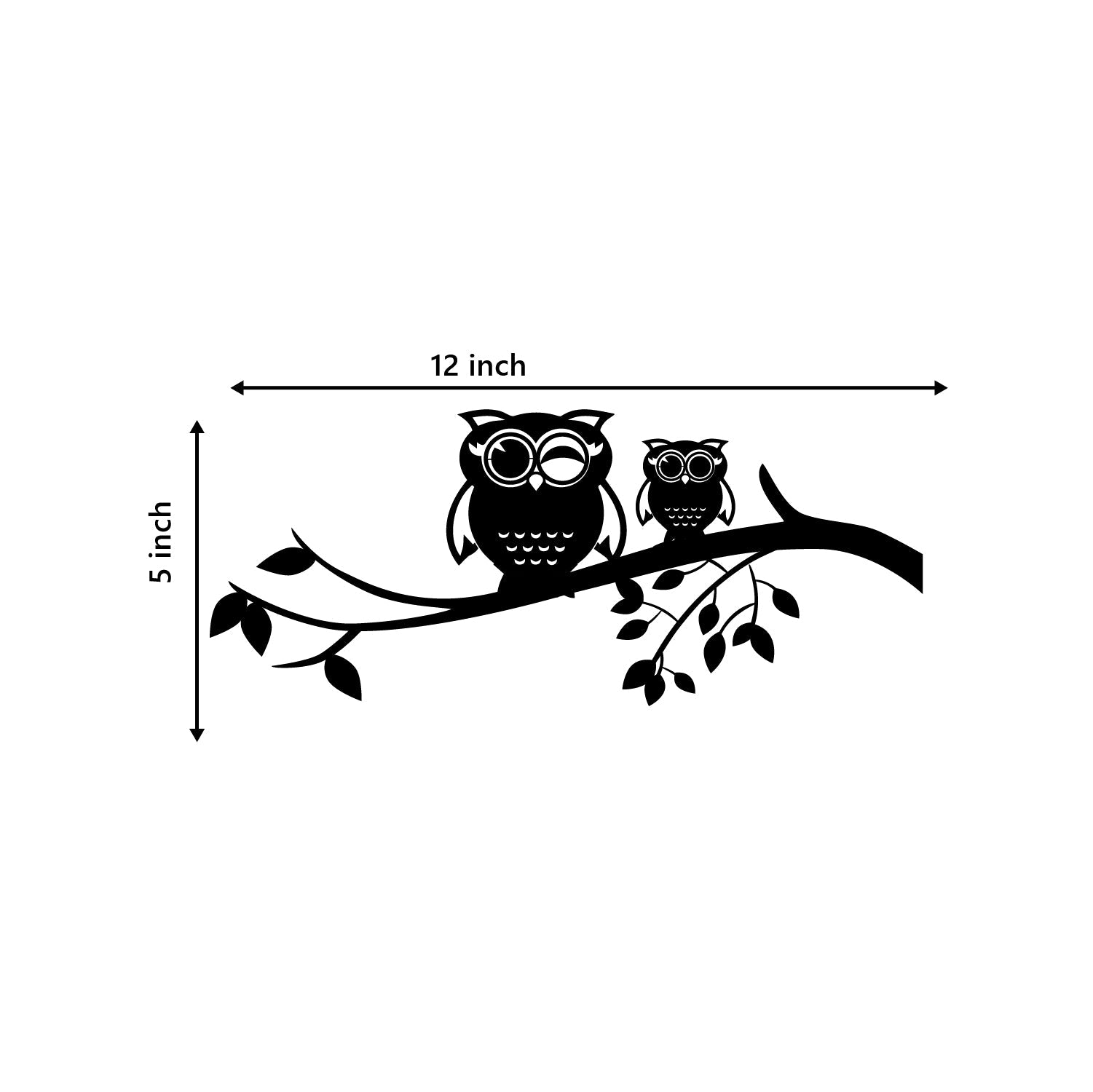2 Owls On A Tree Branch Black Engineered Wood Wall Art Cutout, Ready To Hang Home Decor Kafalo