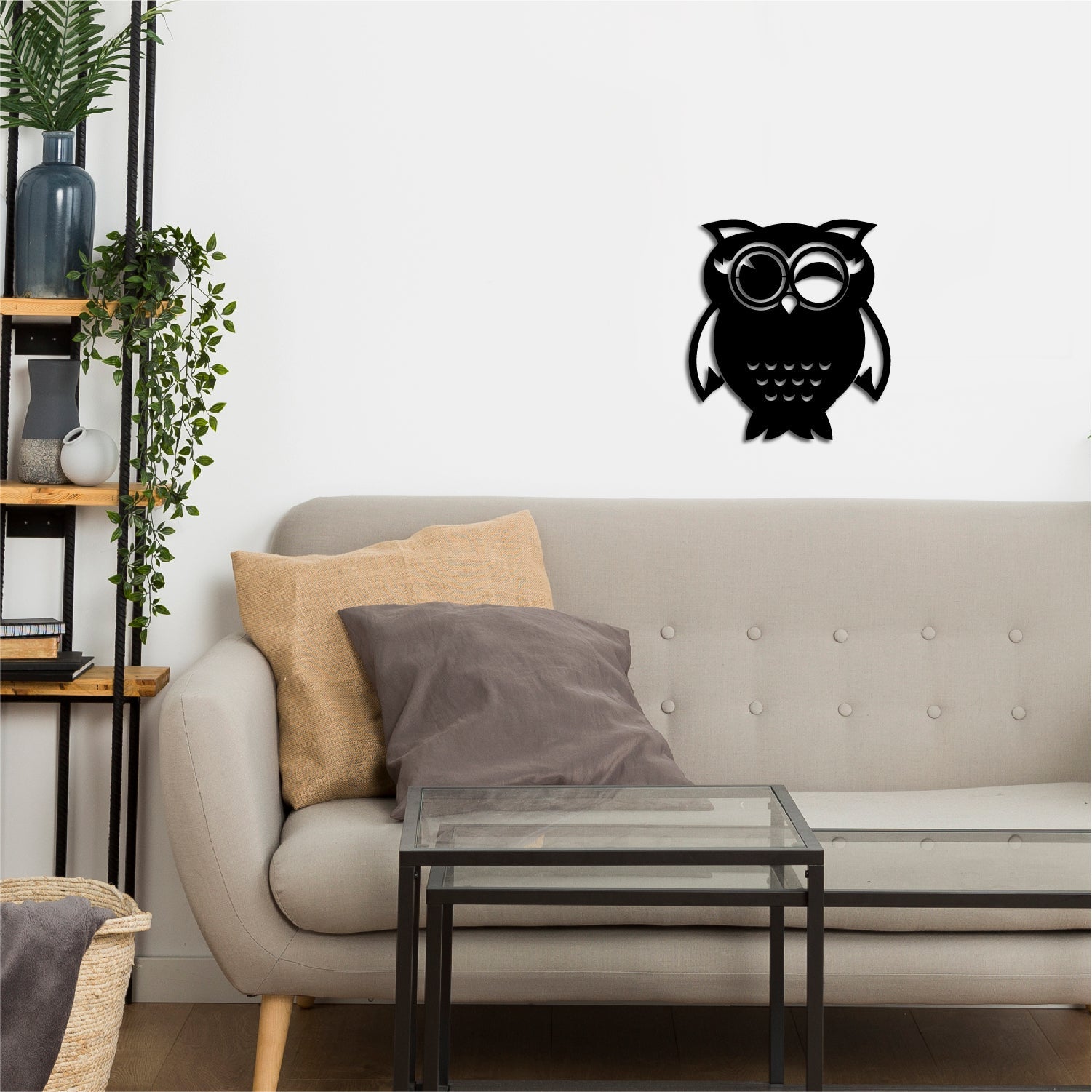 "Owl" Black Engineered Wood Wall Art Cutout, Ready to Hang Home Decor Kafalo