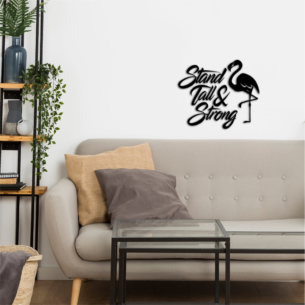 Stand Tall & Strong With A Flamingo Bird Black Engineered Wood Wall Art Cutout, Ready To Hang Home Decor Kafalo