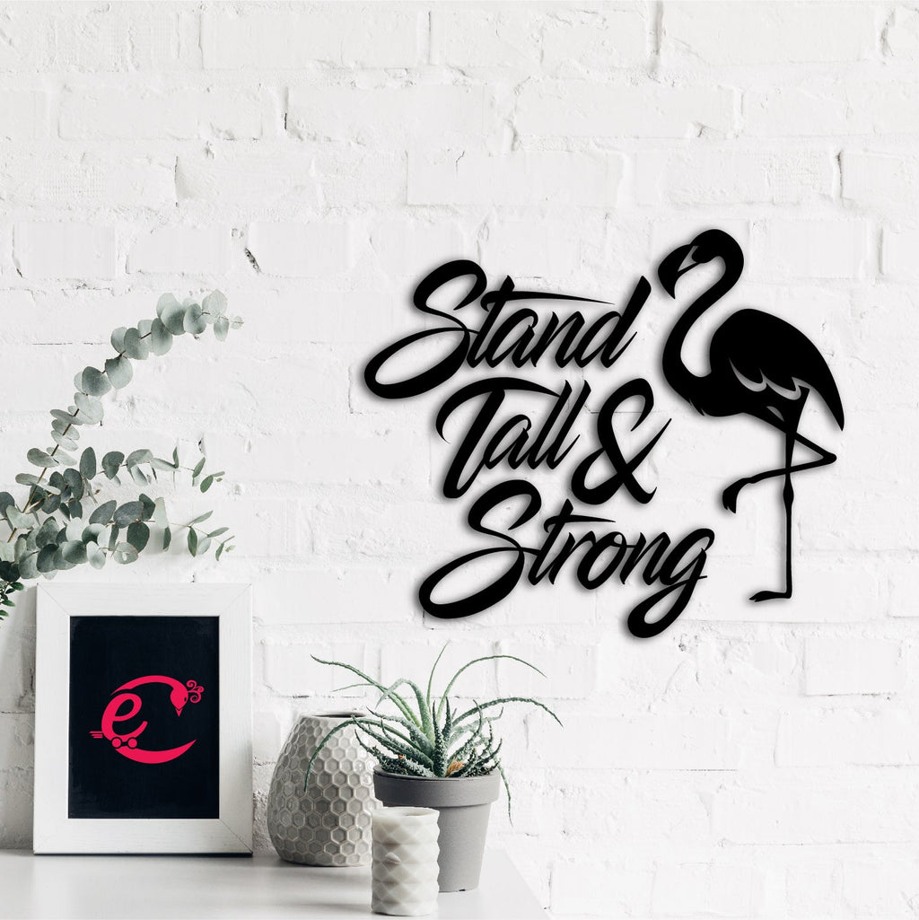 Stand Tall & Strong With A Flamingo Bird Black Engineered Wood Wall Art Cutout, Ready To Hang Home Decor Kafalo