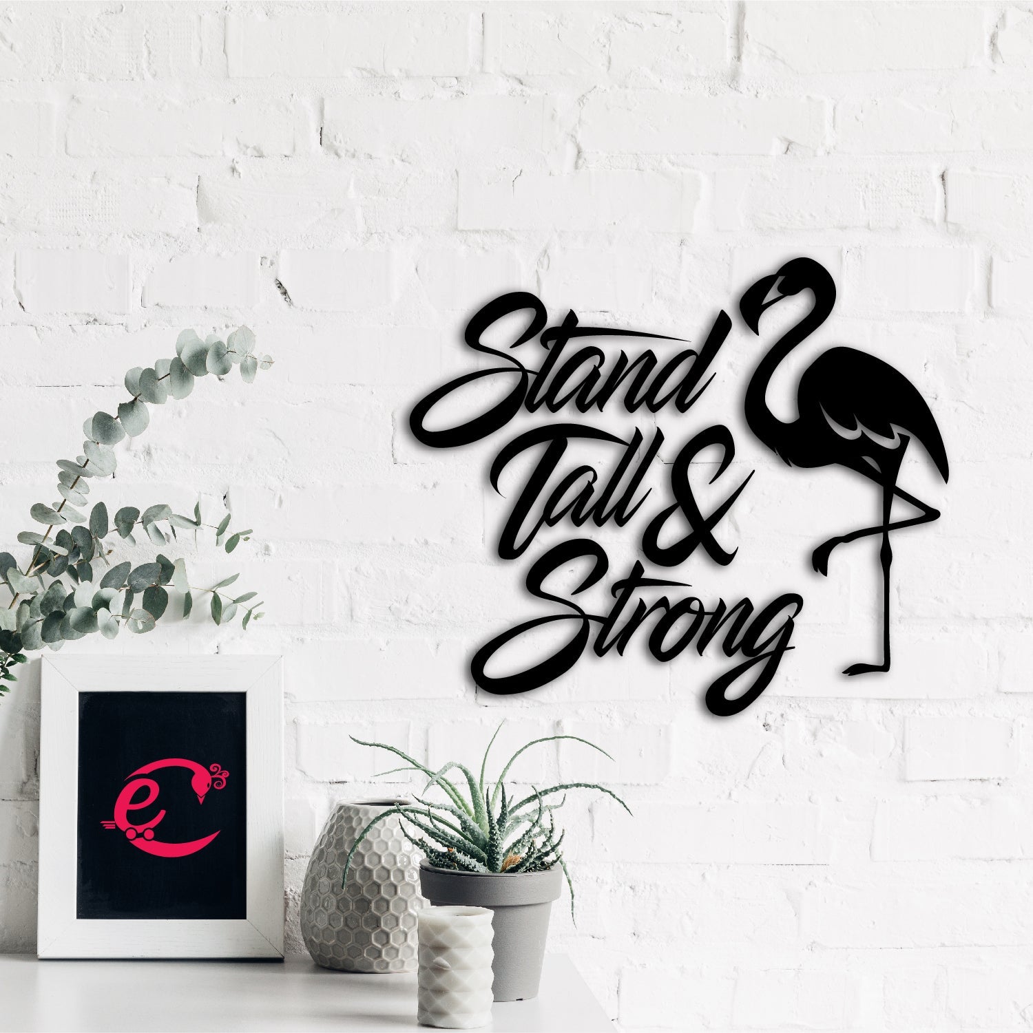 Stand Tall & Strong With A Flamingo Bird Black Engineered Wood Wall Art Cutout, Ready To Hang Home Decor Kafalo