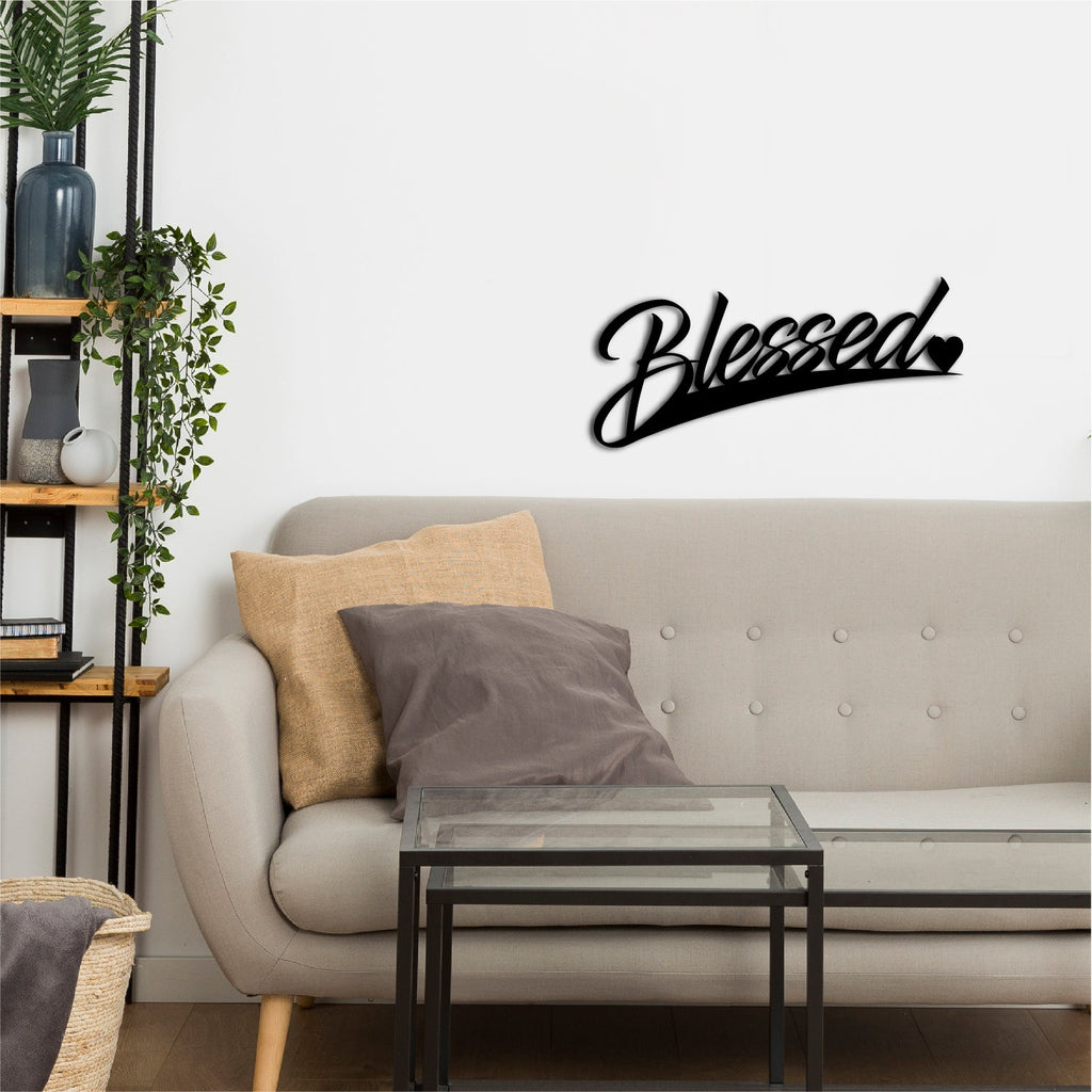 Blessed Black Engineered Wood Wall Art Cutout, Ready To Hang Home Decor Kafalo