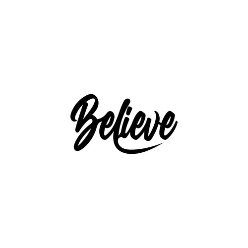 "Believe" Black Engineered Wood Wall Art Cutout, Ready to Hang Home Decor Kafalo