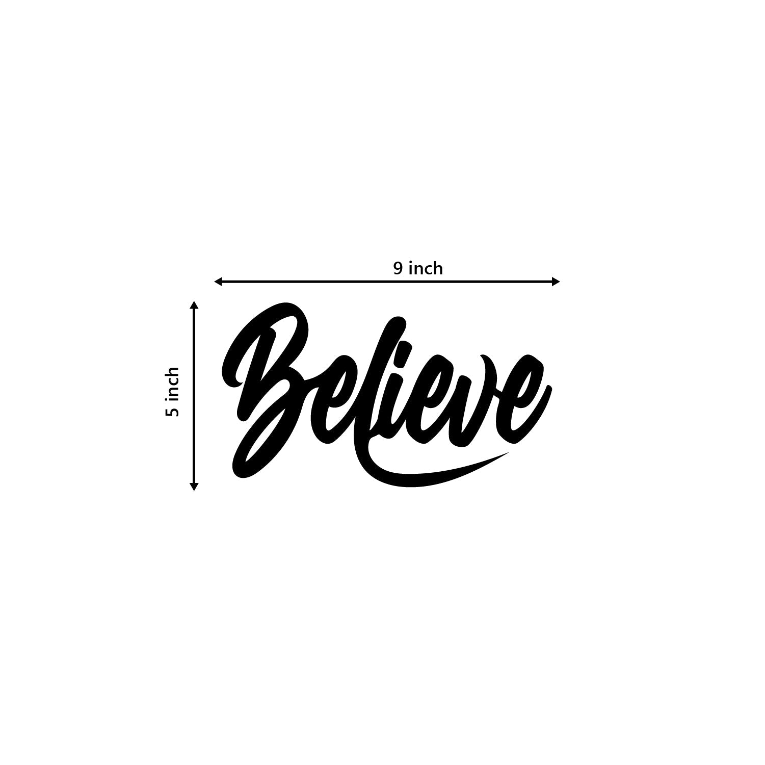 "Believe" Black Engineered Wood Wall Art Cutout, Ready to Hang Home Decor Kafalo