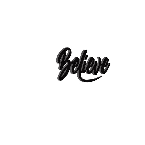 "Believe" Black Engineered Wood Wall Art Cutout, Ready to Hang Home Decor Kafalo