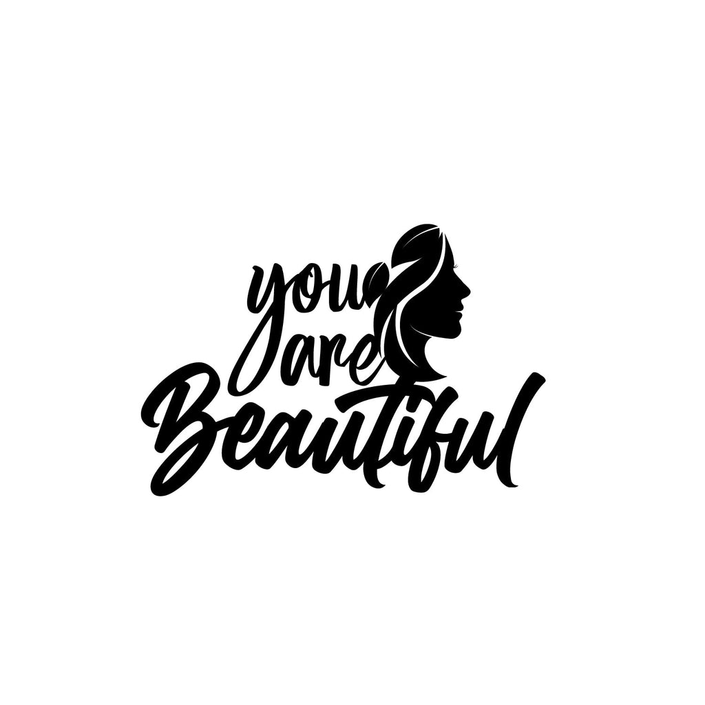 "You Are Beautiful" Black Engineered Wood Wall Art Cutout, Ready to Hang Home Decor Kafalo