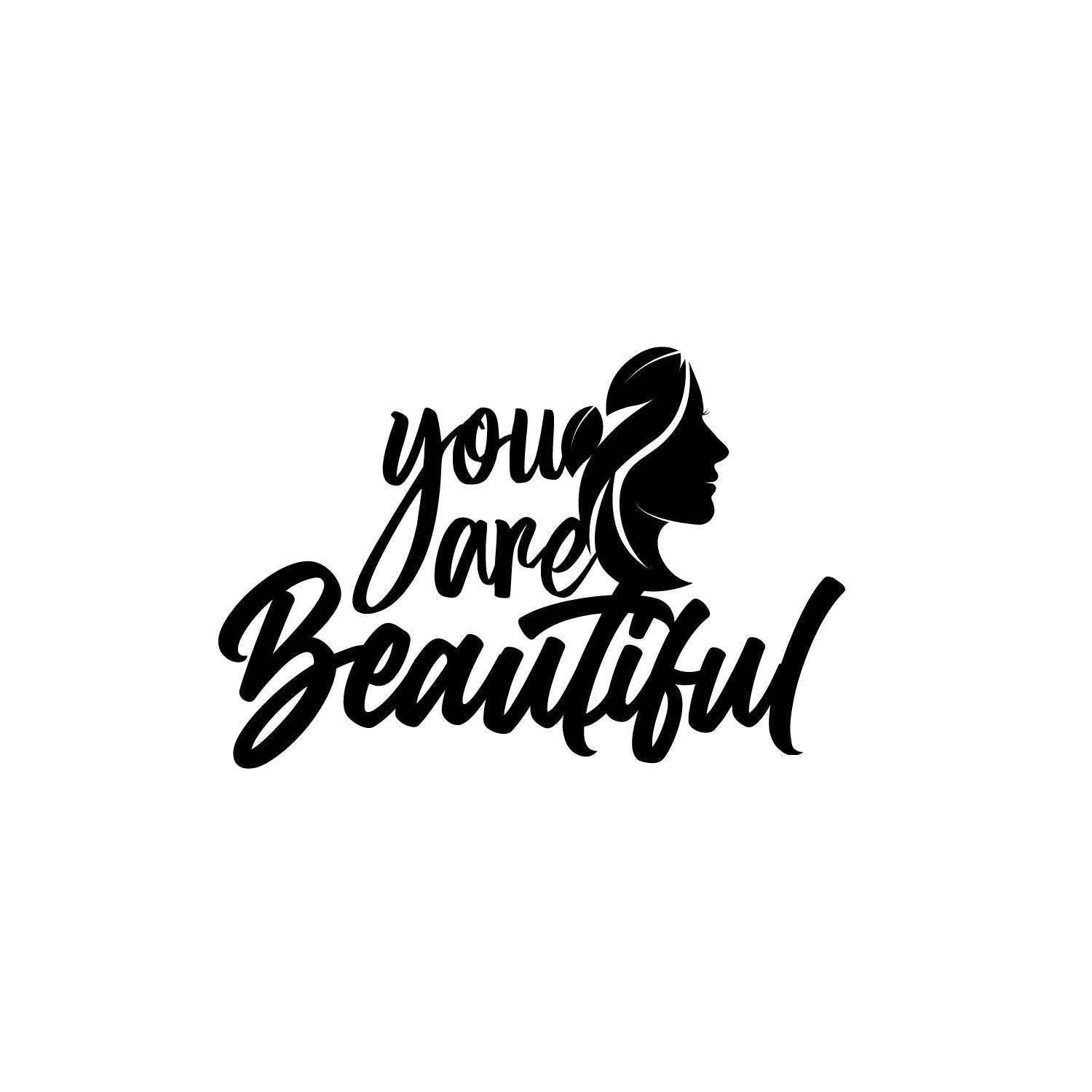 "You Are Beautiful" Black Engineered Wood Wall Art Cutout, Ready to Hang Home Decor Kafalo