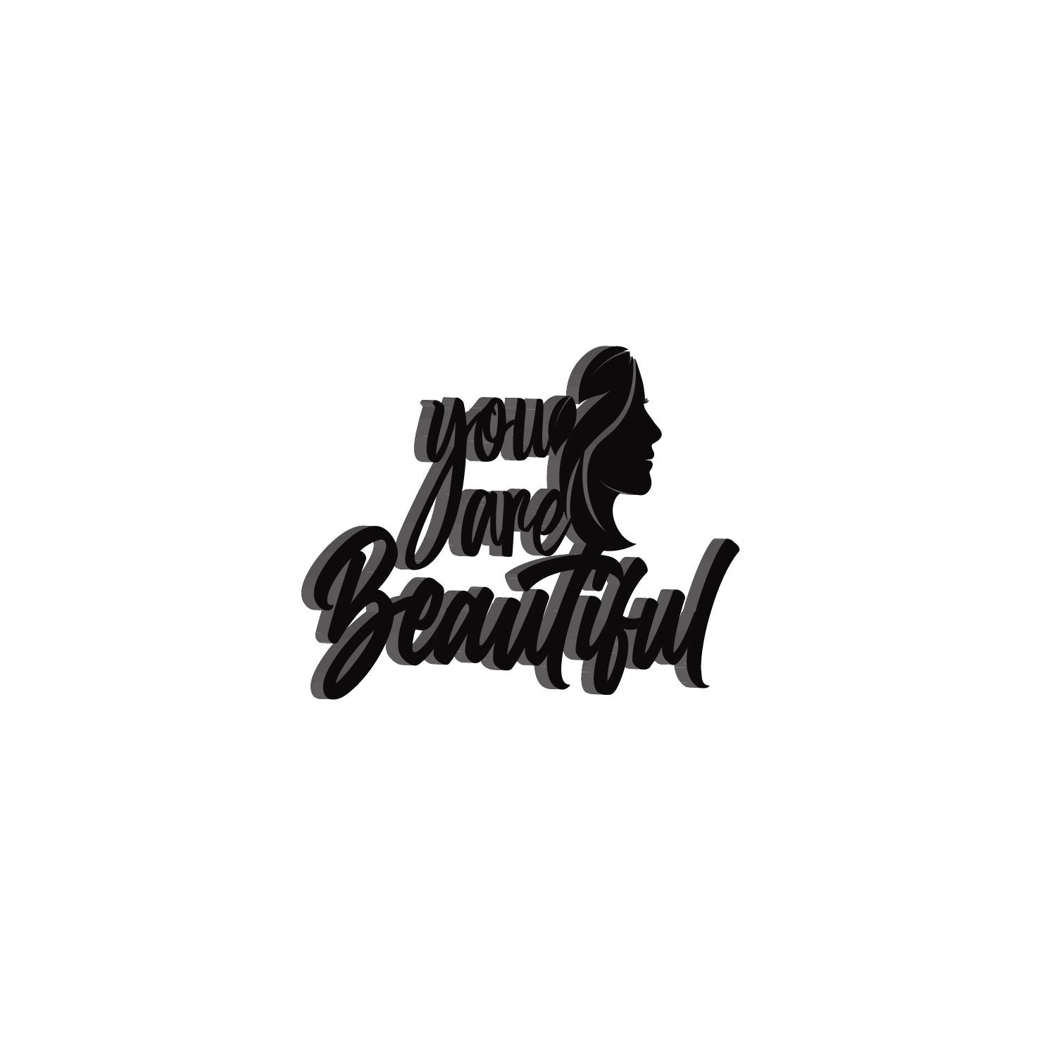 "You Are Beautiful" Black Engineered Wood Wall Art Cutout, Ready to Hang Home Decor Kafalo