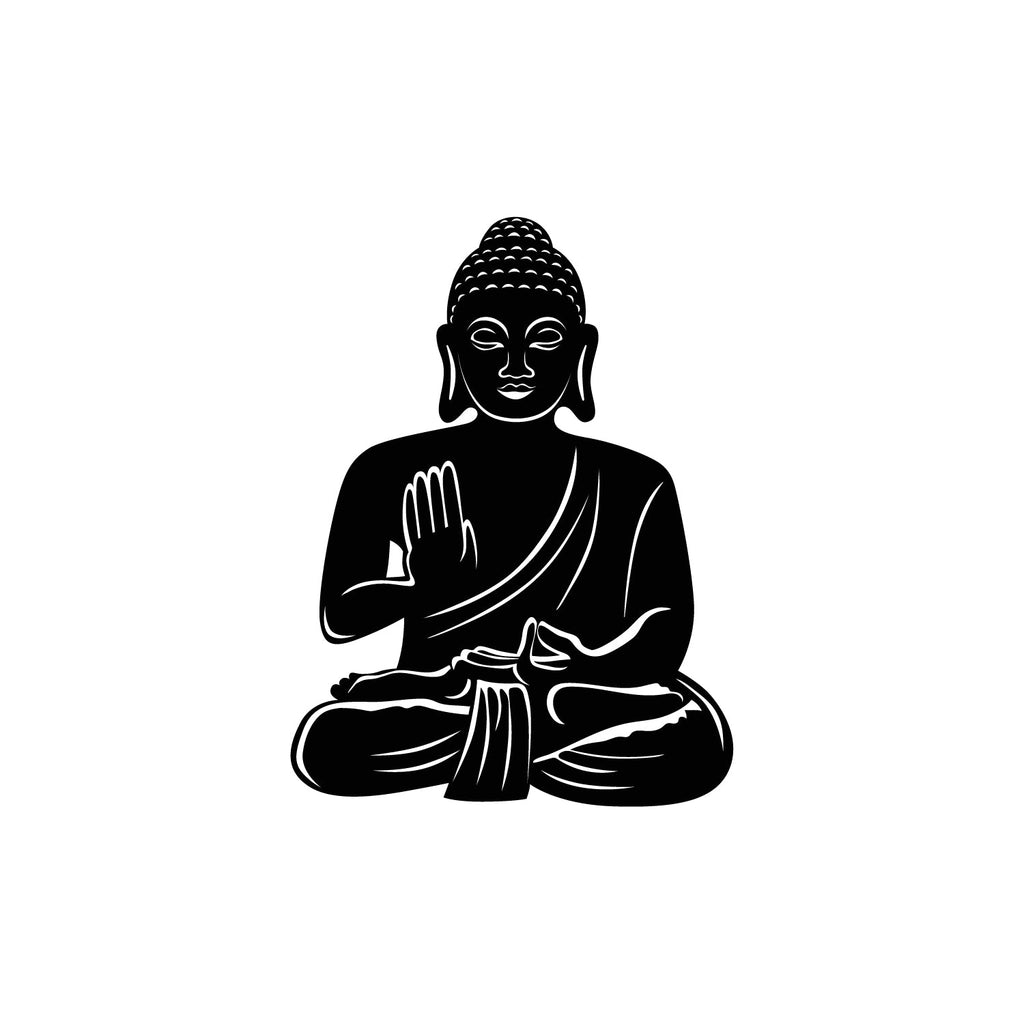 "Buddha" Black Engineered Wood Wall Art Cutout, Ready to Hang Home Decor Kafalo