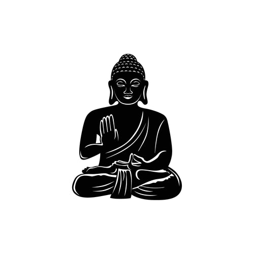 "Buddha" Black Engineered Wood Wall Art Cutout, Ready to Hang Home Decor Kafalo