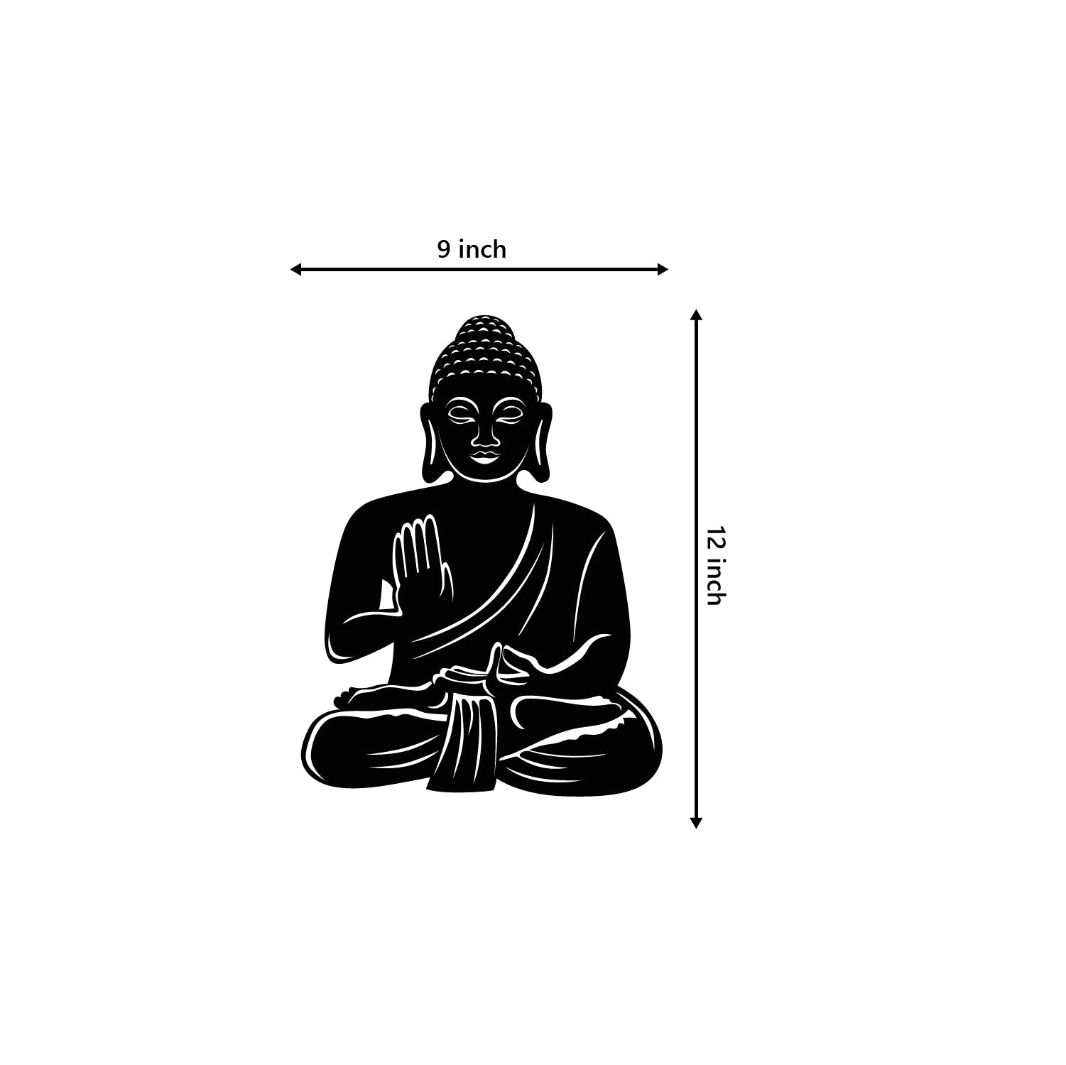 "Buddha" Black Engineered Wood Wall Art Cutout, Ready to Hang Home Decor Kafalo