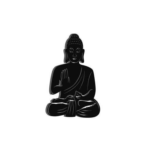 "Buddha" Black Engineered Wood Wall Art Cutout, Ready to Hang Home Decor Kafalo