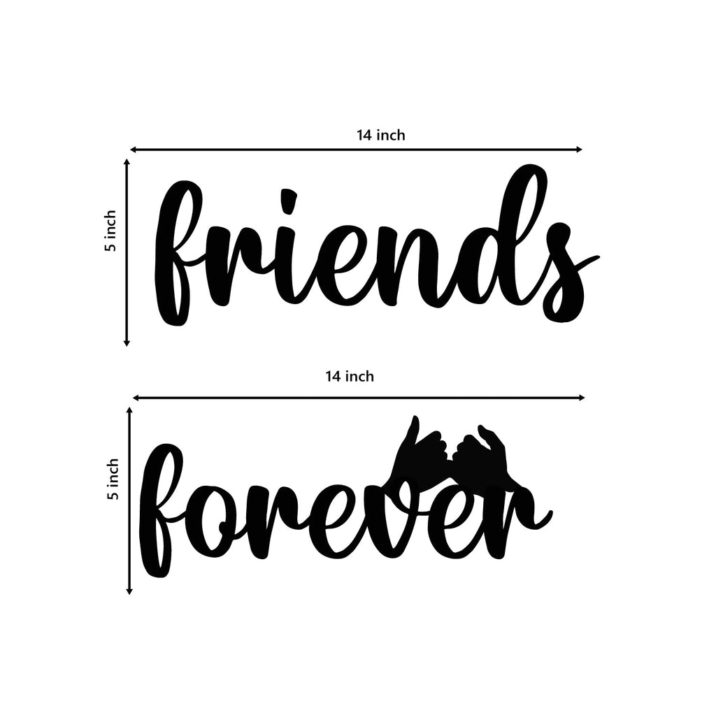 "Friends Forever" Black Engineered Wood Wall Art Cutout, Ready to Hang Home Decor Kafalo