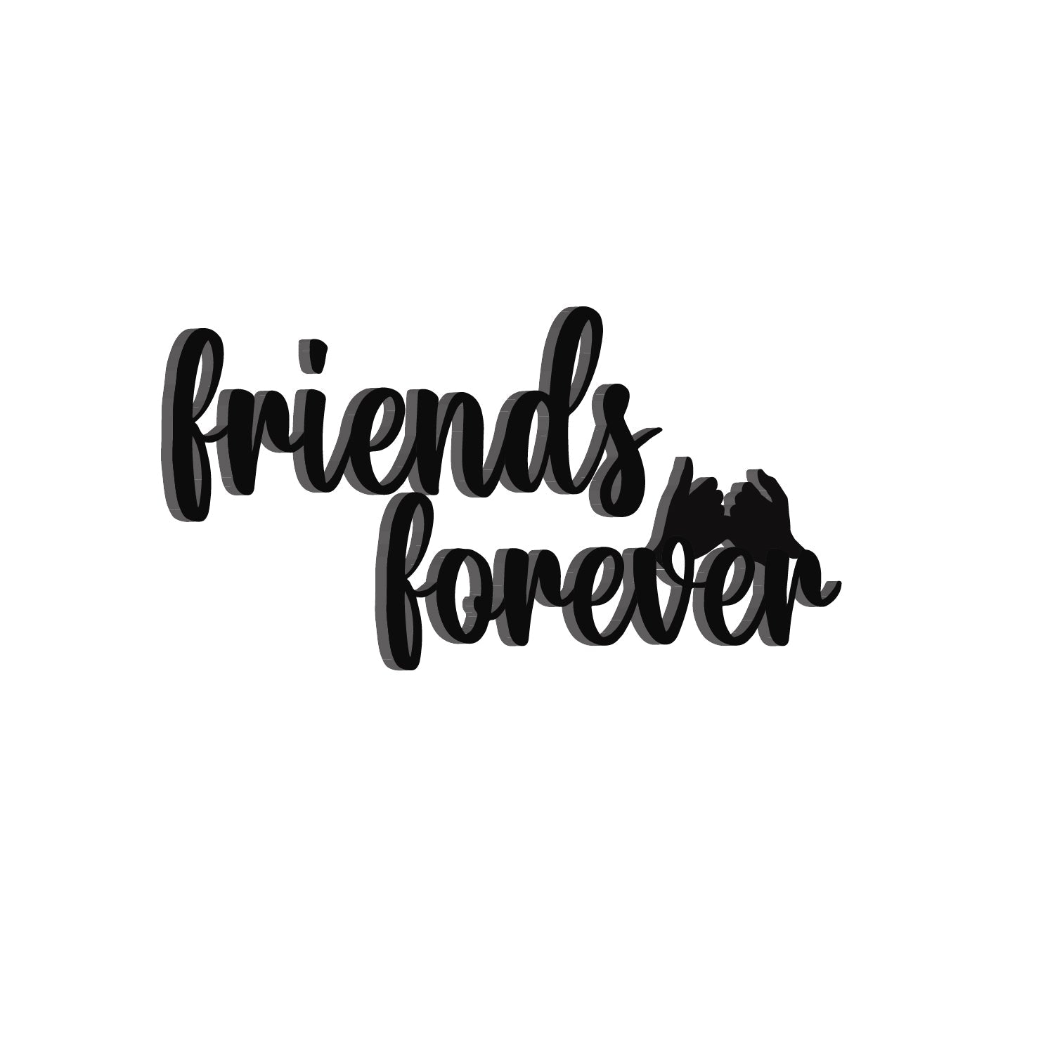 "Friends Forever" Black Engineered Wood Wall Art Cutout, Ready to Hang Home Decor Kafalo
