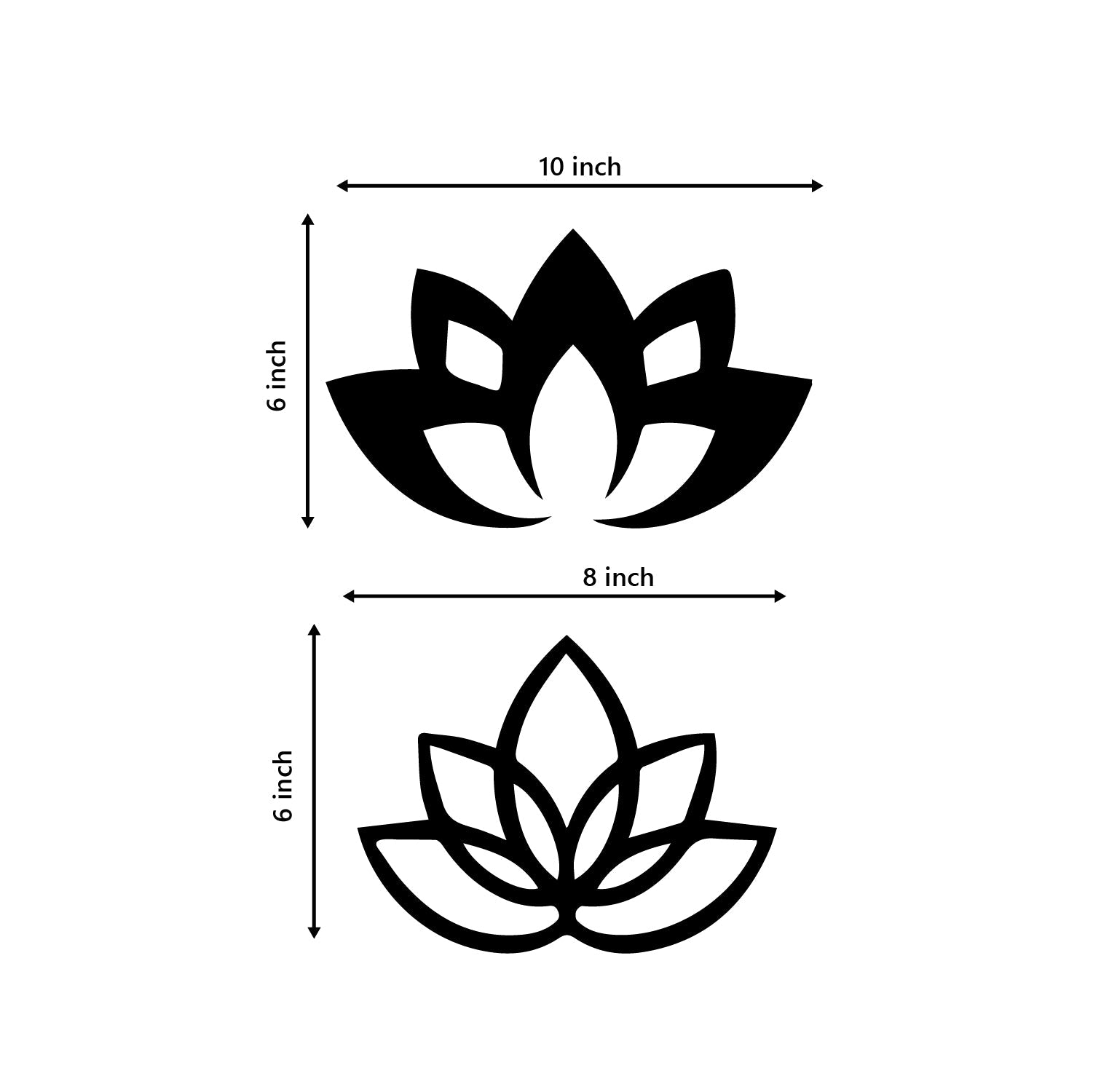 2 Lotus Black Engineered Wood Wall Art Cutout, Ready To Hang Home Decor Kafalo
