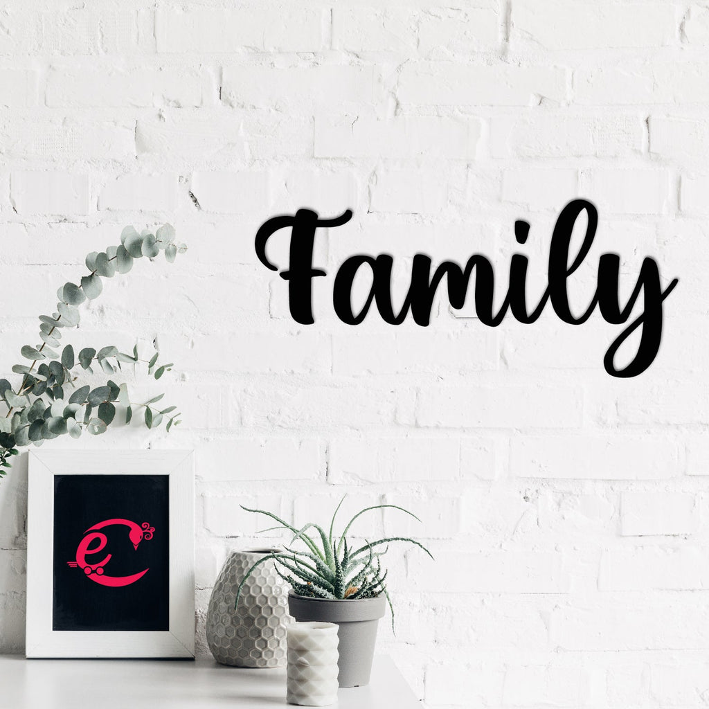 Family Black Engineered Wood Wall Art Cutout, Ready To Hang Home Decor Kafalo