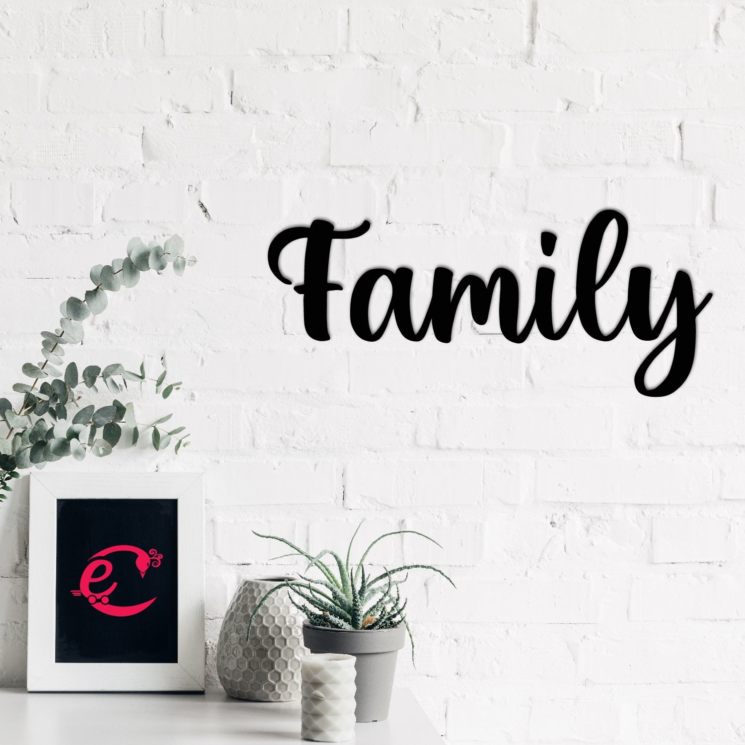 Family Black Engineered Wood Wall Art Cutout, Ready To Hang Home Decor Kafalo