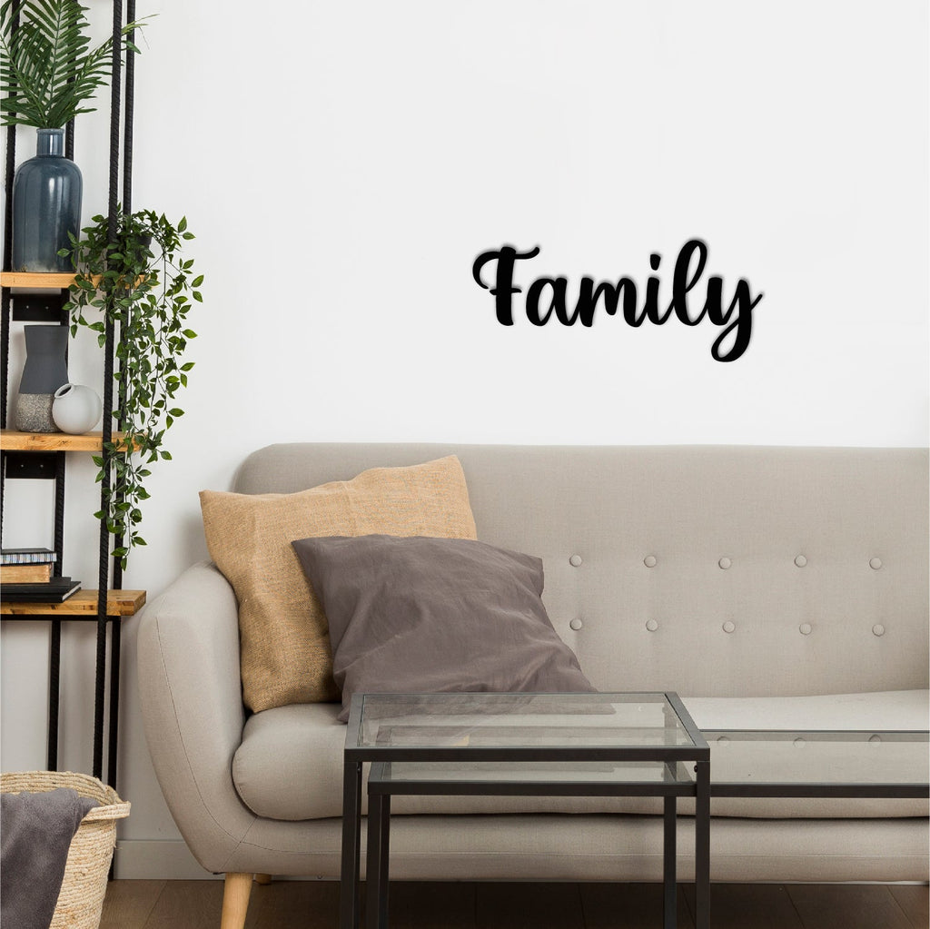 Family Black Engineered Wood Wall Art Cutout, Ready To Hang Home Decor Kafalo